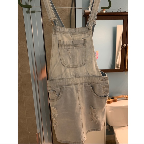 Forever 21 denim distressed jumper dress - Picture 1 of 2